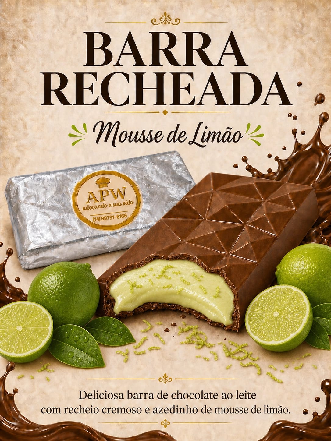 BARRA RECHEADA - MOUSSE DE LIMÃO